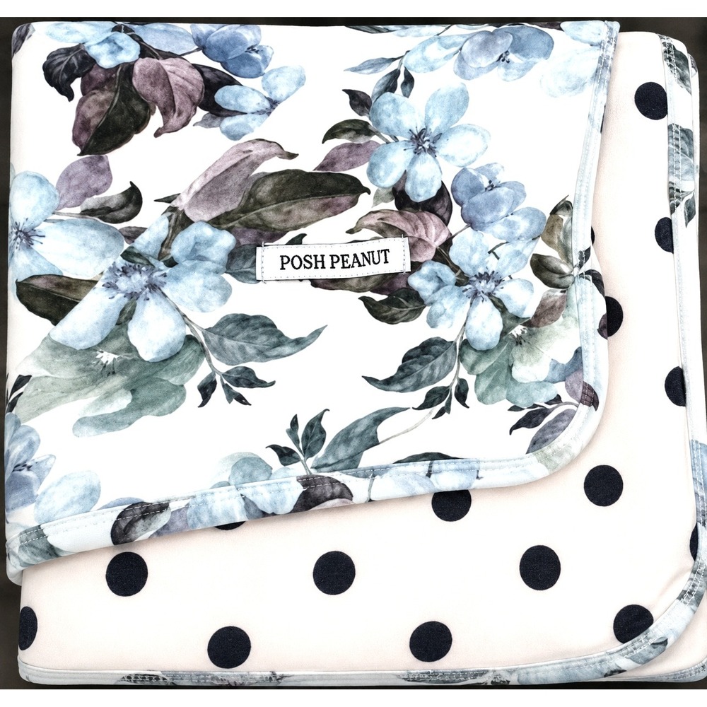 Posh Peanut Floral Bamboo Baby Blanket Polka Dot Reversible Buttery Soft Stretch